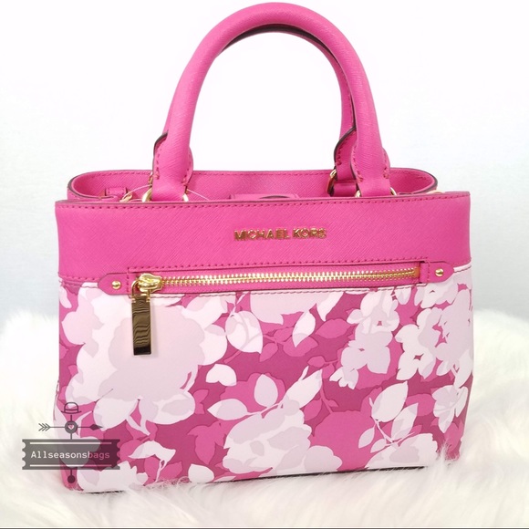 Michael Kors Xs Satchel Hailee Granita Pink Floral - Picture 2 of 8